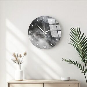 Imagine Ceas de perete decorativ din sticlă, Huhu349, Diametru: 40 cm (1 bucată), Multicolor