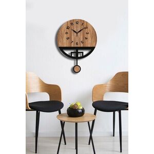 Imagine Ceas de perete decorativ, Vlnt108Mo, Diametru: 39 cm, Nuc / Negru