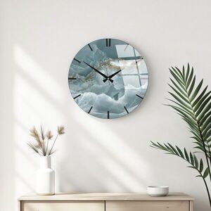 Imagine Ceas de perete decorativ din sticlă, Huhu335, Diametru: 40 cm (1 bucată), Multicolor