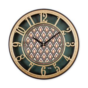 Imagine Ceas de perete decorativ, Hisar Emerald Design, Dimensiune: 40 x 40 cm, Maro / Verde