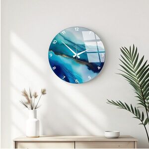 Imagine Ceas de perete decorativ din sticlă, Huhu342, Diametru: 40 cm (1 bucată), Multicolor