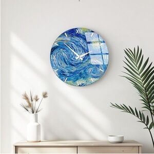 Imagine Ceas de perete decorativ din sticlă, Huhu352, Diametru: 40 cm (1 bucată), Multicolor