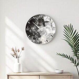 Imagine Ceas de perete decorativ din sticlă, Huhu353, Diametru: 40 cm (1 bucată), Multicolor