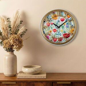 Imagine Ceas de perete decorativ, Hisar Spring Blossom, Dimensiune: 40 x 40 cm, Multicolor