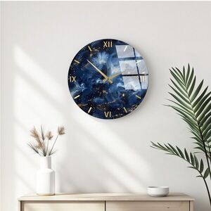 Imagine Ceas de perete decorativ din sticlă, Huhu350, Diametru: 40 cm (1 bucată), Multicolor