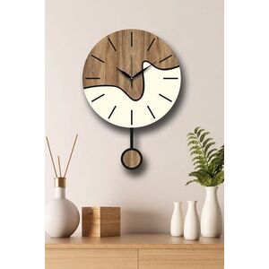Imagine Ceas de perete decorativ, Vlnt109kr, Diametru: 39 cm, Maro/Crem