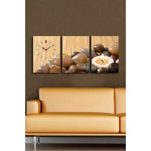Imagine Ceas de perete decorativ din pânză (3 bucăți), 3P3040CS-63, 30 x 40 cm, 3 piese, Multicolor