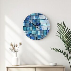 Imagine Ceas de perete decorativ din sticlă, Huhu337, Diametru: 40 cm (1 bucată), Multicolor