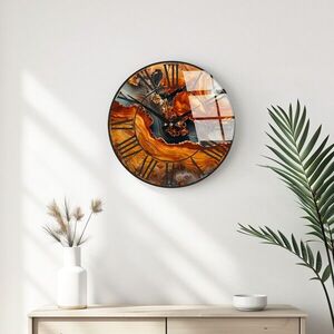 Imagine Ceas de perete decorativ din sticlă, Huhu329, Diametru: 40 cm (1 bucată), Multicolor