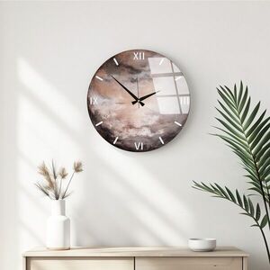 Imagine Ceas de perete decorativ din sticlă, Huhu347, Diametru: 40 cm (1 bucată), Multicolor