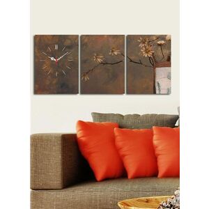 Imagine Ceas de perete decorativ din pânză (3 bucăți), 3P3040CS-56, 30 x 40 cm, 3 piese, Multicolor