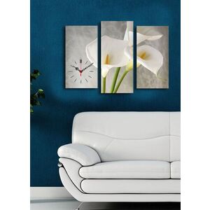 Imagine Ceas de perete decorativ din pânză (3 bucăți), 3PATCS-18, 20 x 39 cm, 2 piese, Multicolor