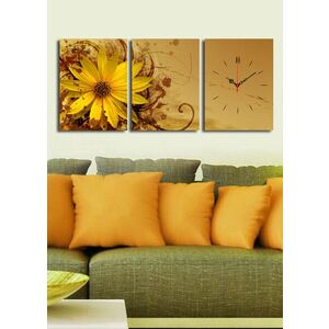 Imagine Ceas de perete decorativ din pânză (3 bucăți), 3P3040CS-7, 30 x 40 cm, 3 piese, Multicolor