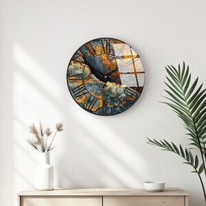 Imagine Ceas de perete decorativ din sticlă, Huhu330, Diametru: 40 cm (1 bucată), Multicolor