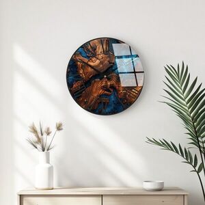 Imagine Ceas de perete decorativ din sticlă, Huhu332, Diametru: 40 cm (1 bucată), Multicolor
