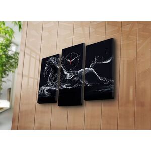 Imagine Ceas de perete decorativ din pânză (3 bucăți), 3PATCS-5, 20 x 39 cm, 2 piese, Multicolor