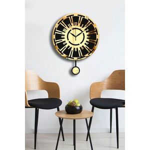 Imagine Ceas de perete decorativ, Vlnt114Al, Diametru: 39 cm, Aur/Negru
