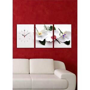 Imagine Ceas de perete decorativ din pânză (3 bucăți), 3P3040CS-13, 30 x 40 cm, 3 piese, Multicolor