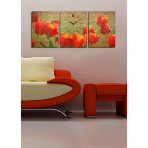 Imagine Ceas de perete decorativ din pânză (3 bucăți), 3P3040CS-69, 30 x 40 cm, 3 piese, Multicolor