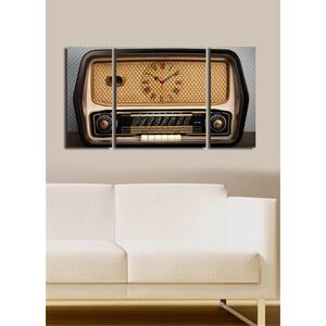 Imagine Ceas de perete decorativ din pânză (3 bucăți), 3P204045CS-7, Dimensiune: 20 x 45 cm (2 bucăți), Multicolor