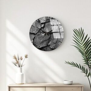 Imagine Ceas de perete decorativ din sticlă, Huhu328, Diametru: 40 cm (1 bucată), Multicolor