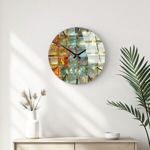 Imagine Ceas de perete decorativ din sticlă, Huhu336, Diametru: 40 cm (1 bucată), Multicolor