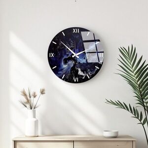 Imagine Ceas de perete decorativ din sticlă, Huhu344, Diametru: 40 cm (1 bucată), Multicolor