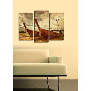 Imagine Ceas de perete decorativ din pânză (3 bucăți), 3PATCS-11, 20 x 39 cm, 2 piese, Multicolor