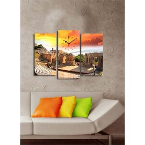 Imagine Ceas de perete decorativ din pânză (3 bucăți), 3PATCS-23, 20 x 39 cm, 2 piese, Multicolor