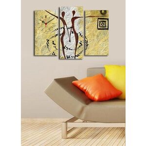 Imagine Ceas de perete decorativ din pânză (3 bucăți), 3PATCS-24, 20 x 39 cm, 2 piese, Multicolor