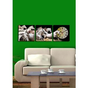 Imagine Ceas de perete decorativ din pânză (3 bucăți), 3P2828CS-3, Dimensiune: 28 x 28 cm (3 bucăți), Multicolor