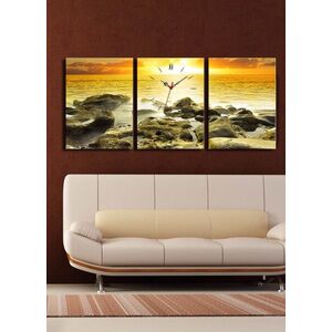 Imagine Ceas de perete decorativ din pânză (3 bucăți), 3P3040CS-29, 30 x 40 cm, 3 piese, Multicolor
