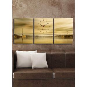 Imagine Ceas de perete decorativ din pânză (3 bucăți), 3P3040CS-34, 30 x 40 cm, 3 piese, Multicolor
