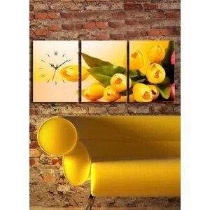 Imagine Ceas de perete decorativ din pânză (3 bucăți), 3P3040CS-45, 30 x 40 cm, 3 piese, Multicolor