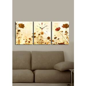 Imagine Ceas de perete decorativ din pânză (3 bucăți), 3P3040CS-55, 30 x 40 cm, 3 piese, Multicolor