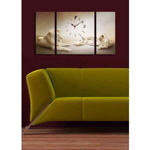 Imagine Ceas de perete decorativ din pânză (3 bucăți), 3P204045CS-18, Dimensiune: 20 x 45 cm (2 bucăți), Multicolor