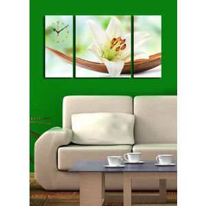 Imagine Ceas de perete decorativ din pânză (3 bucăți), 3P204045CS-3, Dimensiune: 20 x 45 cm (2 bucăți), Multicolor