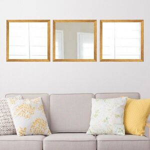 Imagine Set 3 oglinzi decorative, SETAYNA_058, Plastic laminat, Aur argint