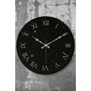 Imagine Ceas de perete decorativ, Myk1383-10, Diametru: 36 cm, Alb/Negru