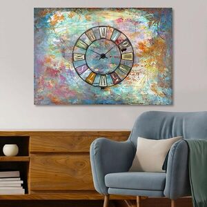 Imagine Ceas de perete decorativ, ST62692444_70100, Rama din lemn (grosime 3 cm), Multicolor