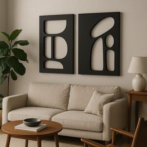 Imagine Set 2 decoratiuni de perete MDF, Hhloyma00004, Grosime: 18 mm, Negru