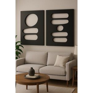 Imagine Set 2 decoratiuni de perete MDF, Hhloyma00002, Grosime: 18 mm, Negru