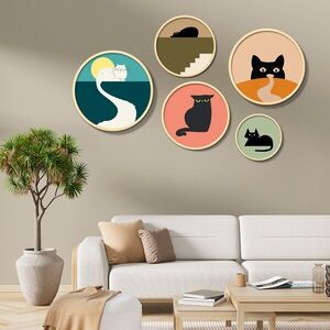 Imagine Set 5 decoratiuni de perete MDF, Yats-13, Dimensiune: 43, 5 x 43, 5 cm (1 bucată), Multicolor