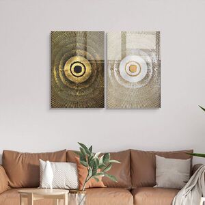 Imagine Set 2 decoratiuni de perete din sticla temperata, 1995, Dimensiune: 70 x 100 cm (2 bucăți), Multicolor
