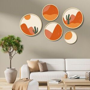 Imagine Set 5 decoratiuni de perete MDF, Yats-24, Dimensiune: 43, 5 x 43, 5 cm (1 bucată), Multicolor