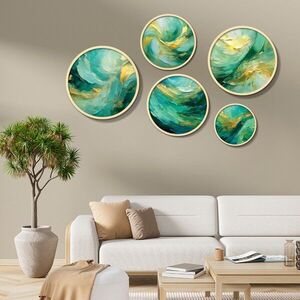 Imagine Set 5 decoratiuni de perete MDF, Yats-50, Dimensiune: 43, 5 x 43, 5 cm (1 bucată), Multicolor