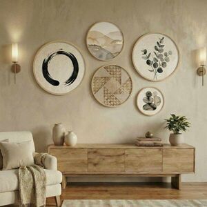 Imagine Set 5 decoratiuni de perete MDF, Huhu861, Cadru: 100% LEMN MASIV (Grosime: 1, 5 cm), Multicolor