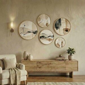 Imagine Set 5 decoratiuni de perete MDF, Huhu862, Cadru: 100% LEMN MASIV (Grosime: 1, 5 cm), Multicolor