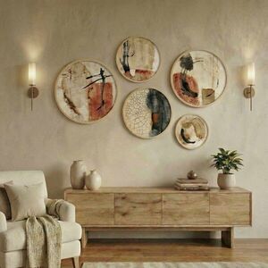 Imagine Set 5 decoratiuni de perete MDF, Huhu864, Cadru: 100% LEMN MASIV (Grosime: 1, 5 cm), Multicolor