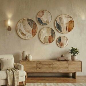 Imagine Set 5 decoratiuni de perete MDF, Huhu865, Cadru: 100% LEMN MASIV (Grosime: 1, 5 cm), Multicolor